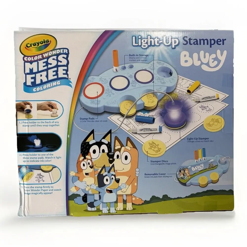 Crayola Color Wonder Bluey Light Up Stamper Set Mess Free Kids Activity Toy NEW